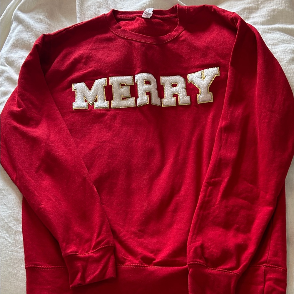 Red 'MERRY' Crewneck Sweater